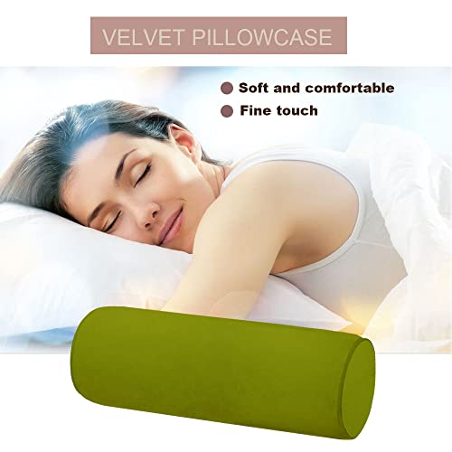 Memory Foam 16x6 Neck Pillow for Sleeping, Neck Pain Relief, Side Back Stomach Sleeper, Car or Office Chair Sofa,Support Pillow with Soft Velvet Pillowcase (Light Green) - color: Light Green, size: 16X6