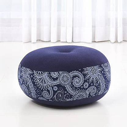 Leewadee Meditation Cushion Set – 1 Small Zafu Yoga Pillow and 1 Small Roll-Up Zabuton Mat Filled with Kapok - color: Cbt1 - Blue