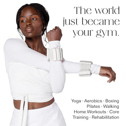 Bala Bangles Wrist & Ankle Weights for Women & Men, Home Gym Equipment - color: Bone, size: 1 LB