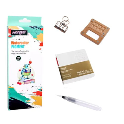 Mini Watercolor Travel Set, 8 Grids | Mini Paint Palette Travel Kit, Pocket Artist Water Color, Wooden Paint Palette, For Painters, Artists, and Students