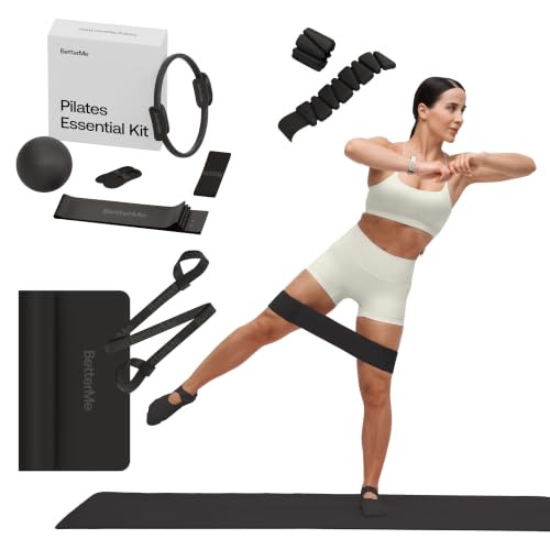 BetterMe Pilates Essential Kit with Yoga Mat and Adjustable Weight Bands - Pilates Ring, Resistance Bands, Pilates Ball, Grip Socks, Non-Slip Exercise Mat with Strap, Ankle Weights & Wrist Weights
