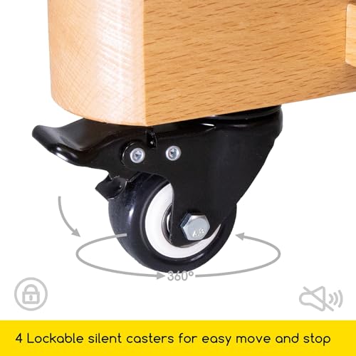 MEEDEN Extra Large Heavy-Duty H-Frame Studio Easel - Solid Beech Wooden Artist Professional Easel, Painting Art Easel Stand with 4 Premium Locking Silent Caster Wheels, Hold Max 82" - color: Natural, size: Large