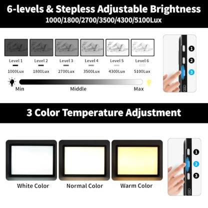 LEACUBER Rechargeable A3 Light Pad with Stand & Bag, Super Bright Magnetic Tracing Light Box with Side Buttons, Diamond Art Light Board for Diamond Painting, LED Light Table for Sketching, Drawing - size: A3 with Carry Bag