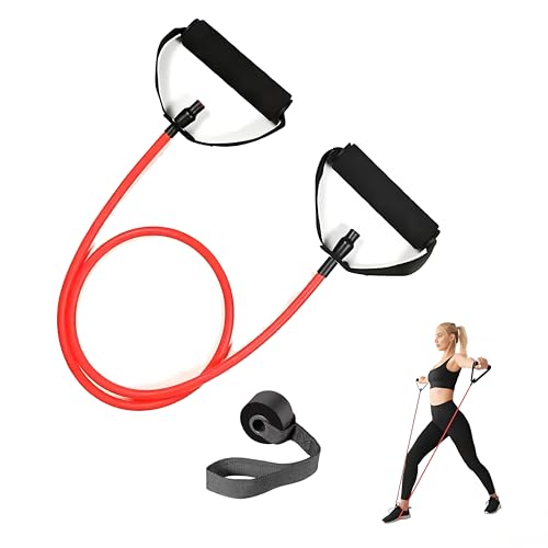 Resistance Bands with Handles, Exercise Bands - Perfect Stretch Rope for Home Workouts, Ideal for Fitness Enthusiasts & Home Gym - color: Red(20lb)