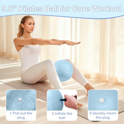 Hoedia Pilates Kit for Women, Pilates Equipment Ring and Ball Set - color: Blue