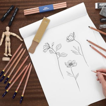 PRO ART Charcoal Pencil Set 3 Degree/White 4pc Carded, Sketching & Drawing Pencils for Artists, Includes Graphite & Charcoal Pencils, Art Pencil Set for Shading & Outlining - style: Charcoal Pencils (Soft, Med., Hard, White) 4 Piece Set
