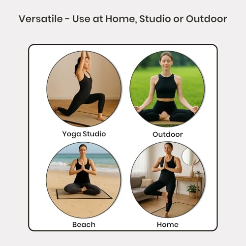 LFH Home Handmade Straw Yoga Mat For Exercise, Workout, Fitness - Perfect Heavy Quality Eco Friendly Natural Straw Reversible Yoga Mat for Men & Women - 72x24 Inch - color: Black