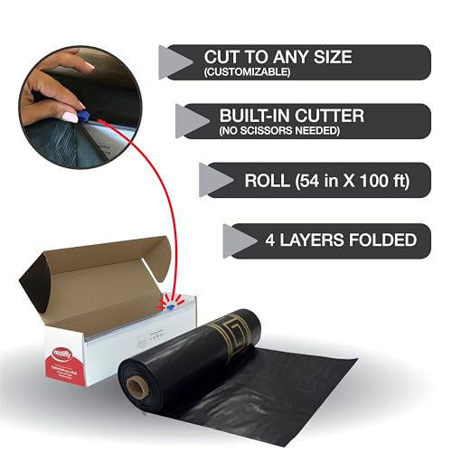 Neatiffy Disposable Plastic Table Cloth Roll with Slide Cutter | Waterproof Cover for Rectangle, Square, Oval Tables | Picnic, Party, Banquet, Weddings - Black with Gold Design - color: Black Golden Design, size: 54 inches X 100 feet