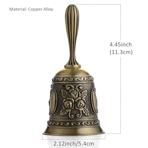 Super Loud Brass Hand Call Bell for Dinner Seniors Bedside-Bronze - color: Bronze