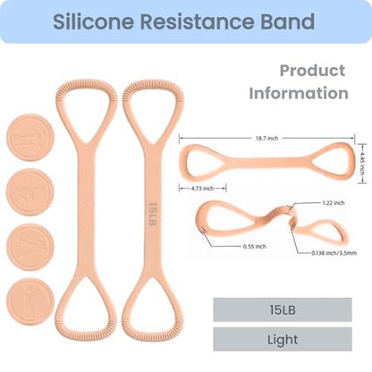 Figure 8 Resistance Band with Non-Slip Handles - color: 15LB Pink