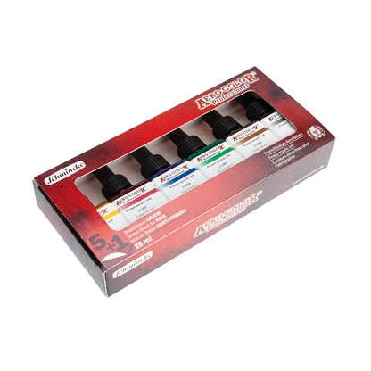 Schmincke Aero Color Professional Finest Acrylic Ink Set | Limited Edition 6x28ml Liquid Acrylic Artist Ink Including Brown Brasil