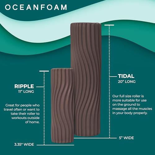 Oceanfoam Tidal Roller - Espresso - Muscle Massage Foam Roller for Back Pain & Stretching - Firm and Ergonomic Wide Wave Textured - Yoga, Athletics, & Wellness - Full Size, 20" x 5" - color: Espresso
