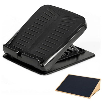 StrongTek Slant Board Set – Heavy-Duty Wooden Fixed 25° Incline Board & Portable Adjustable Calf Stretch Board (20°–50°) for Squats, Flexibility, and Rehab Training