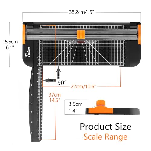 Firbon A4 Paper Cutter, 12 Inch Paper Trimmer with Extened Ruler, Black | 10 Sheet Capacity | CM & Inch Scale | Spring-Loaded Safe Blade | Cuts Cardstock, Vinyl, Coupons, Labels & Scrapbooking Craft - color: 1-black