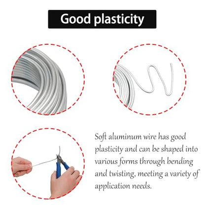9 Gauge Silver Craft Sculpting Wire，50ft Armature Wire for Sculpting,Craft Wire Bendable for DIY Craft with 1 Plier - size: 9 Gauge