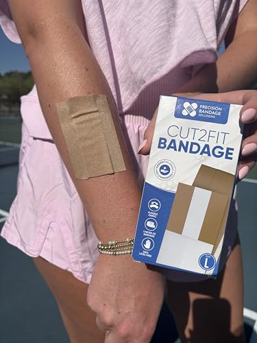 𝐂𝐮𝐭𝟐𝐅𝐢𝐭 𝐀𝐝𝐡𝐞𝐬𝐢𝐯𝐞 𝐁𝐚𝐧𝐝𝐚𝐠𝐞𝐬 - Flexible Fabric Bandage for Wound Care and First Aid, Long Lasting & Breathable - Custom Size for Minor Cuts and Scrapes, 1 Meter Long (Large) - size: Large