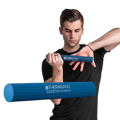 THERABAND FlexBar, Flex Bar, Physical Therapy, Tennis Elbow, Blue | Flex therapy bar for physical therapy, wrist and forearm exercise, with non slip grip and compact design - color: Blue - Heavy, style: Original