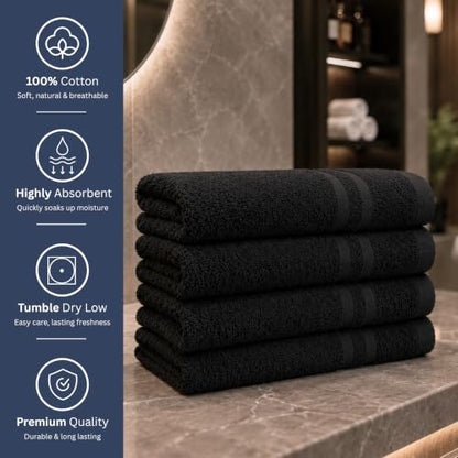 Bulk 72-Pack Professional-Grade Bleach Safe Salon Towels, 16" x 27", Black - color: Black, size: 72 Pack