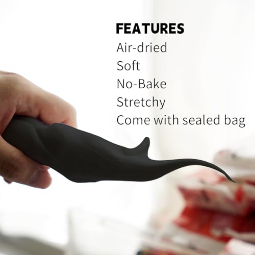 Air Dry Clay Lightweight, Flexible Modeling Clay for Adults Arts and Crafts | Professional & Moldable, Soft & No-Stick, Polymer Clay for Sculpting, Molding,Anime Figures,Making Costumes,DIY Projects - color: Black