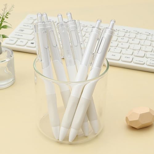 18 Pcs Fine Point Pressing Pens, 0.5mm Black Ink White Gel Pens for Office, Study, Gift and Home Supplies (18)