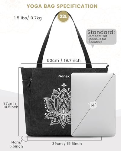 Gonex Yoga Mat Bag with Zipper Mat Carrier Canvas Gym Tote | Durable Canvas, Zipper Closures Prevent Slipping, Quick Access, Bottle Holder, Fits Yoga Blocks, Gym & Travel Use - color: Black, size: Classic (15.5×5.5×14.5inch)