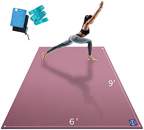 MRO Extra Large Yoga Mat, 12'x6'/9'x6'/7'x5'/6'x4' (9MM) | Extra Wide and Thick Exercise Mats for Home Gym Workout, Non-Slip, Soft for Women and Men, Ideal for Yoga, Pilates. - color: purple, size: 9*6 FT