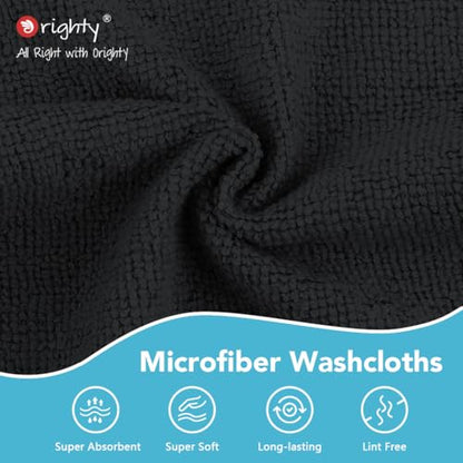 Orighty Wash Cloths, Face Towels 12x12 Inch 20 Pack - color: Black