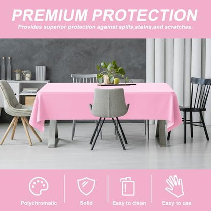 54IN X 160FT Plastic Table Cover Roll with Cutter Box, Cut to Size Plastic Table Cloths for Parties, Birthday, (Pink, 54"x1920") - color: Pink, size: 1920" x 54" (Rectangular)