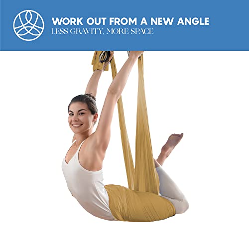 Aerial Yoga Hammock Swing, 4.5 Yards, Aerial Silks with Hardware - color: Gold, size: 4.5 yards