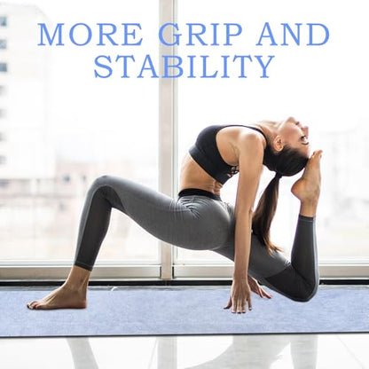 Hot Yoga Towel with Grip Dot, Non Slip Sweat Absorbent Microfiber Yoga Mat Towels for Hot Yoga, Pilates, Fitness and Workout 72inch x 24inch - color: Light Blue