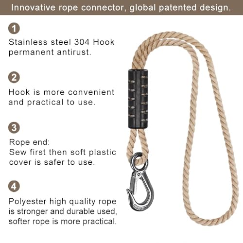 BeneLabel 1Pcs 39" Tree Swing Ropes Tree Swing Strap for Hanging Hammock - color: Off-White, size: 39"