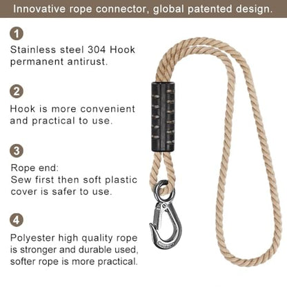 BeneLabel 1Pcs 39" Tree Swing Ropes Tree Swing Strap for Hanging Hammock - color: Off-White, size: 39"