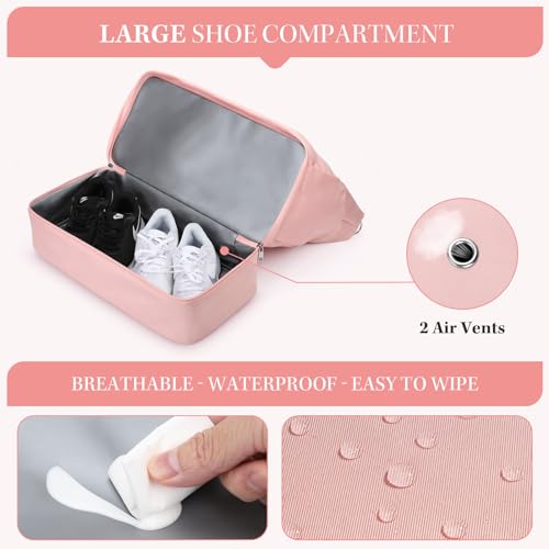 Maelstrom Gym Bag for Women,40L Travel Duffel Bag with Shoes Compartment and Wet Pocket,Waterproof Carry On Weekender Bag,Sport Gym Tote Bags Swimming Yoga, Hospital Holdalls（Pink) - color: Pink