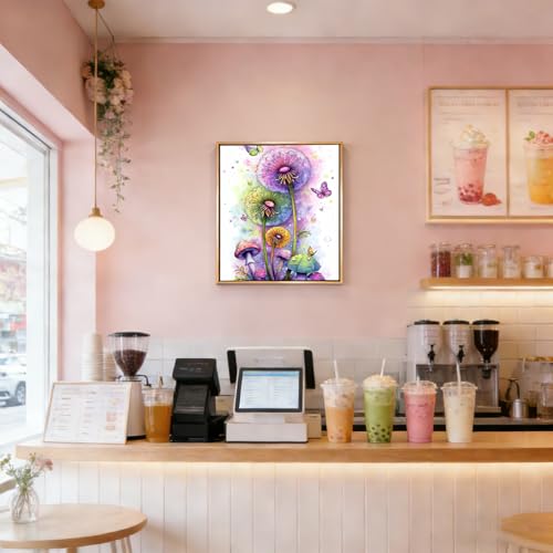 Dandelion Diamond Art Painting Kit: 5D Full Round Drill DIY with Flowing Seeds. A Relaxing Gem & Dot Art Craft for Adults, Beginners and Bedroom Home Wall Decor, 12x16 Inch Thoughtful Gift - color: QD139
