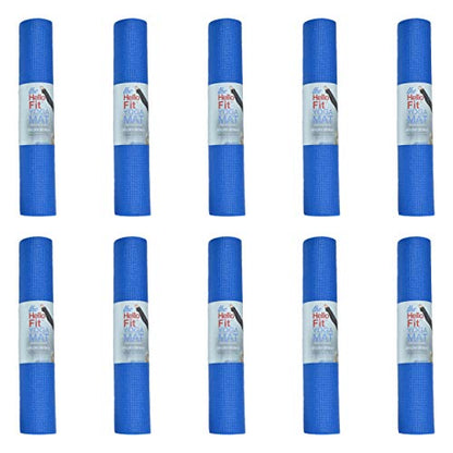 Bulk Yoga Mats, 10 Pack, 4mm Thick, 68x24in - color: Blue