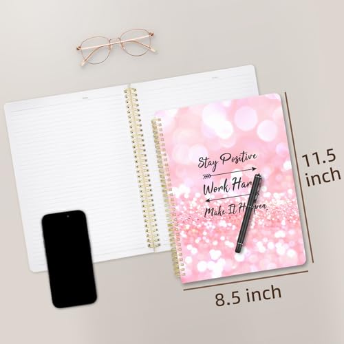 Cute Spiral Notebook journal A4 Aesthetic Pretty Design for Women Girls Kawaii with Pocket, 8.5 x 11 inch, Lined, Positive - color: Positive, style: Lined
