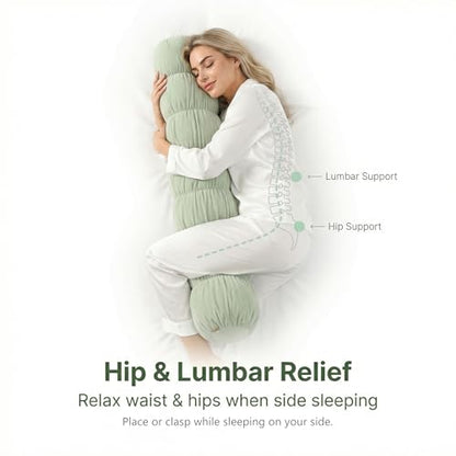 Pat. Pend. Side Sleeper Body Pillow, 59 Inch, Celadon Green - color: Celadon Green, size: 59" x 7.87"