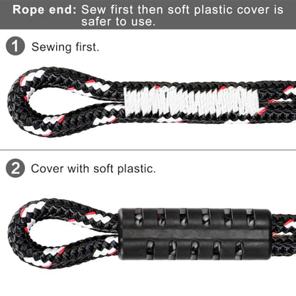 SELEWARE 3ft Tree Swing Rope, Adjustable Hammock Straps Hanging Kit - color: Black-2 Pack, size: 3ft