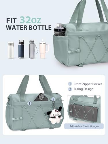 RHDZO Small Gym Bag for Women with Yoga Mat Holder and Wet Pocket, Green - color: Green