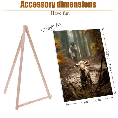 Jesus Paint by Numbers Kit for Adults Framed Canvas, with Wooden Easel | Jesus Canvas Redemption Lost Sheep Number Artist Paint by Number on Canvas, DIY Acrylic Oil Painting Kits 9.45x11.8in - color: YH03436