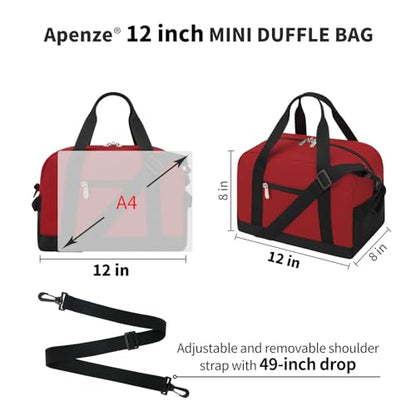 Apenze Small Gym Bag,12 inch Carry On Bag - color: Red, size: 12 inch