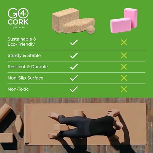 Go4Cork Cork Yoga Block Bundle | Slim, Large & Egg Shapes | Non-Slip, Eco-Friendly Yoga Blocks for Yoga, Pilates & Meditation