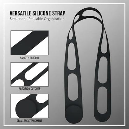 2 Pcs Reusable Silicone Strap, 21.65 x 1.57 in Universal Elastic Tie with Adjustable Buckle for Slow Cooker Lid, Bento Box, Yoga Mat Carrier, Travel Home Organizer, Black White