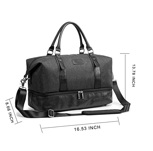 Kinmac Travel Duffel Bag,Sports Gym Yoga Duffel Bag Weekender Overnight Totes Bag (Black) - color: Black