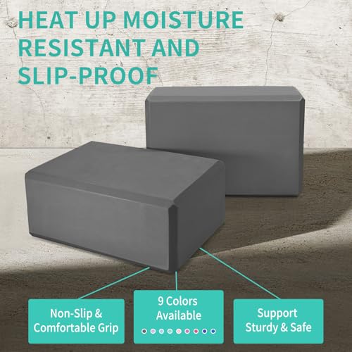 Yoga Blocks, Non Slip Yoga Bricks, Portable & Lightweight - color: 4 Pack-Grey-9x6x3in, size: 9x6x3 IN