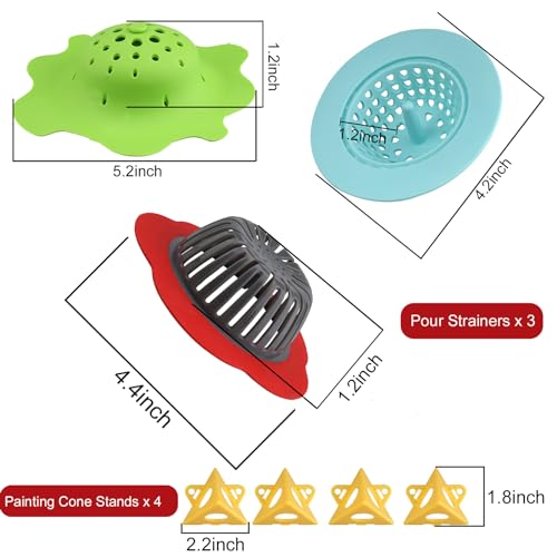 Acrylic Pour Painting Kit with 11 Inch 360° Rotating Turntable | Includes 3PCS Strainers, 4PCS Cone Stands, 5PCS Split Cups, and 10PCS Tablecloths for DIY Art Pouring Acrylic Paint Kit