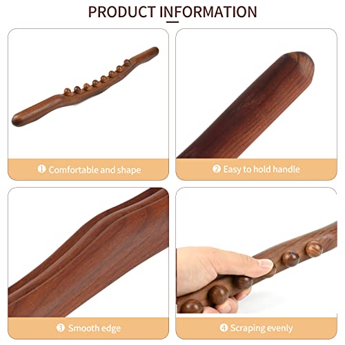 8 Bead Massage Roller Stick Wood Gua Sha Tool for All of Your Body SPA Massager 52cm