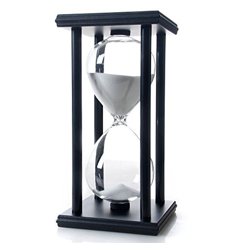 60 Minutes Hourglass, Wood Sand Timer, White | 4 x 4 x 8 inch Sand Clock - color: White, size: 60 min