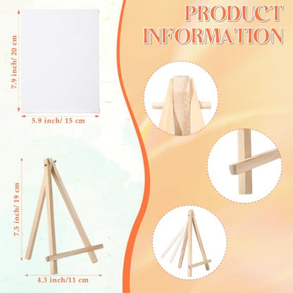 Motimind 36 Pcs 6 x 8 Mini Canvas and 8" Easel Set Bulk for Paint Party | Painting Art Crafts for Back to School Classroom Birthday Valentine Christmas Mother's Day End of School Year Gifts - size: 6 x 8 Inch