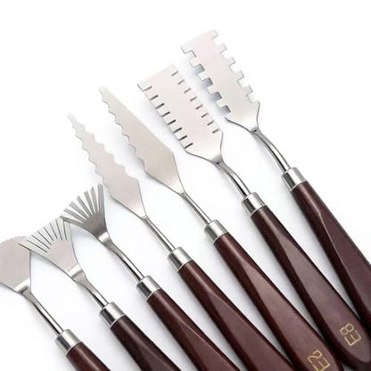9pcs Stainless Steel Spatula Palette Knife - Palette Knife Set Painting Tools Metal Knives Wood Handle with Different Shapes and Sizes for Oil, Canvas, Acrylic Painting
